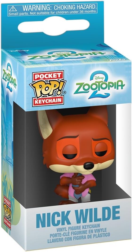 Funko pop keychain zootopie 2 nick wilde mini figurine en vinyle a collectionner porte cles fantaisie cadeau de noel idee de