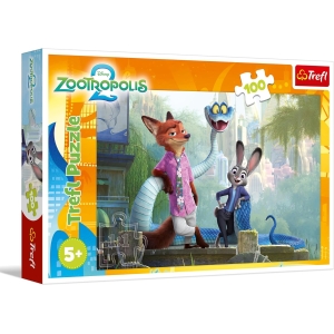 Trefl - Zootopie 2, Secrets of Zootopie - Puzzle de 100 pièces - Puzzle coloré avec des Personnages de Dessins animés, pour Les Enfants âgés de 5 Ans et Plus