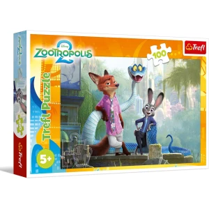 Trefl - Zootopie 2, Secrets of Zootopie - Puzzle de 100 pièces - Puzzle coloré avec des Personnages de Dessins animés, pour Les Enfants âgés de 5 Ans et Plus