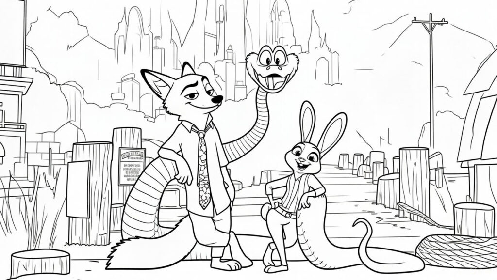 coloriage affiche du fil Zootopie 2