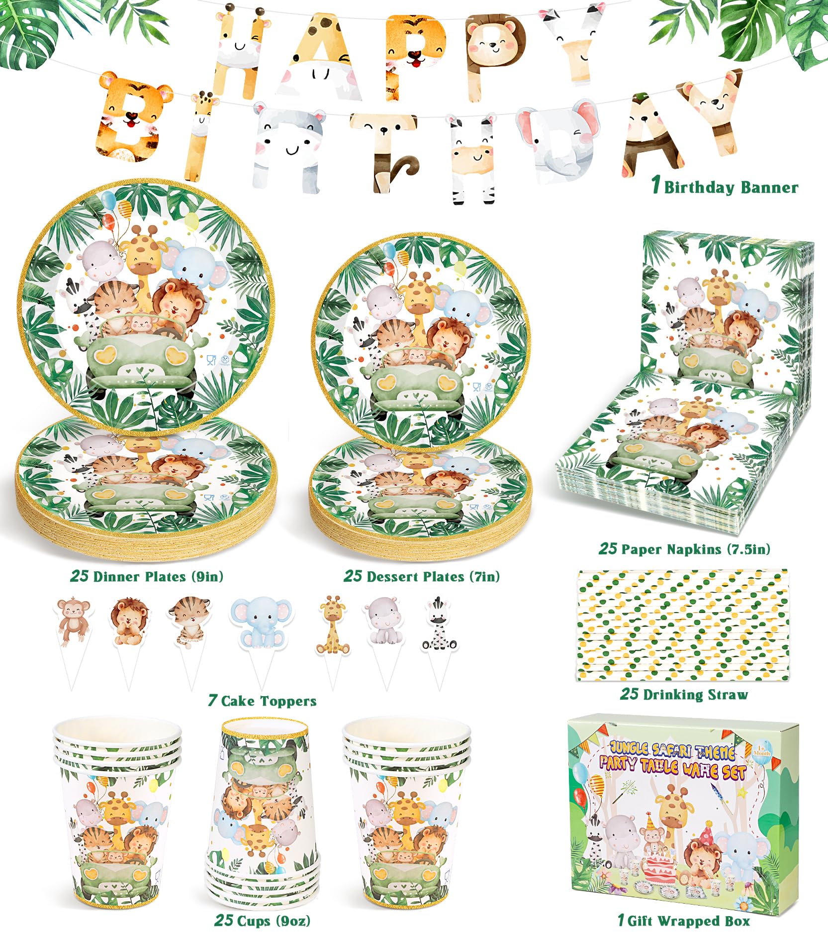 Vaisselle Jetable Zootopie Animaux Sauvages 134 Pièces - Thème Safari – Image 4