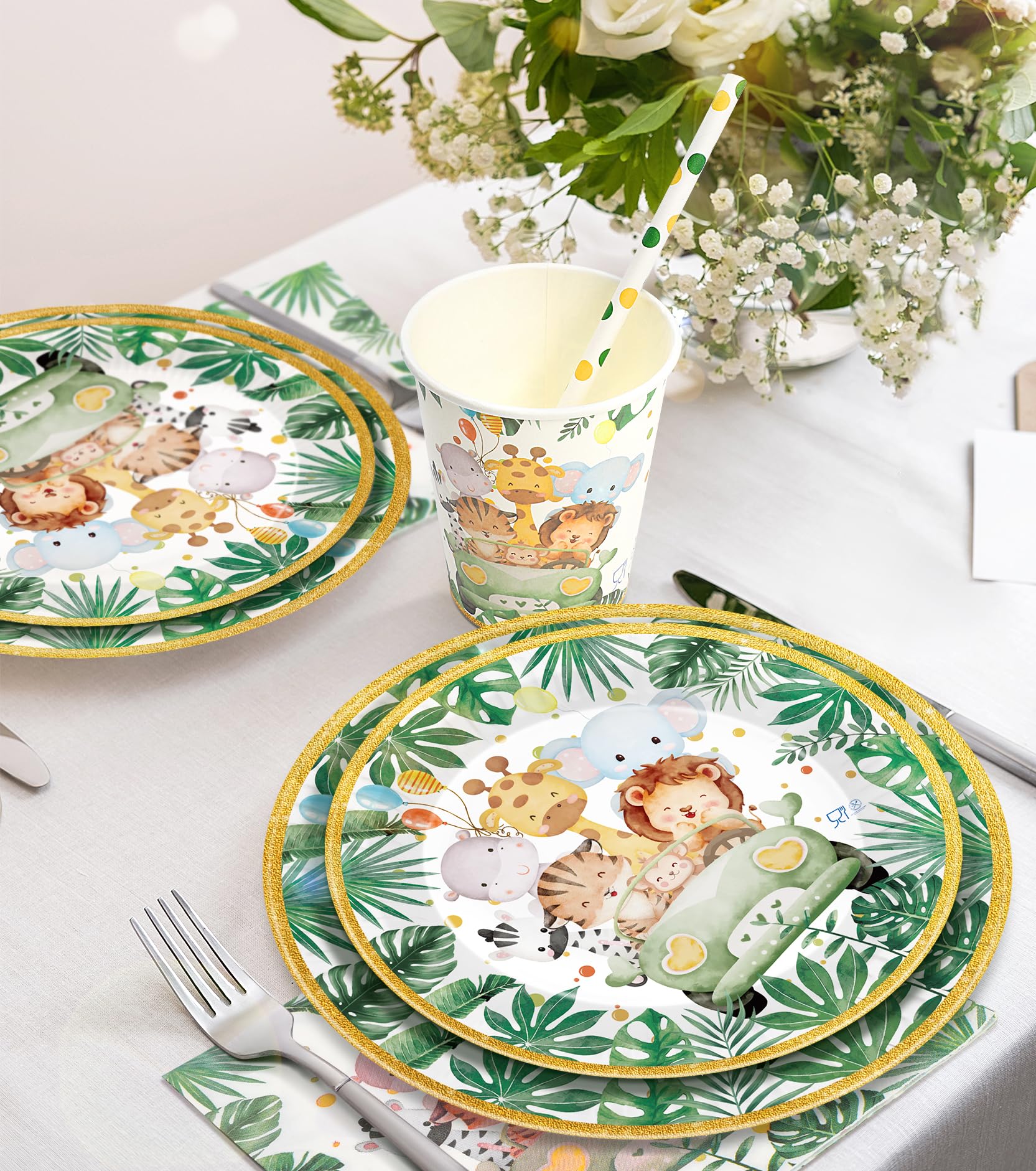 Vaisselle Jetable Zootopie Animaux Sauvages 134 Pièces - Thème Safari – Image 2