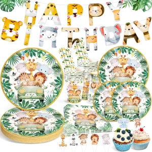 Vaisselle Jetable Zootopie Animaux Sauvages 134 Pièces - Thème Safari