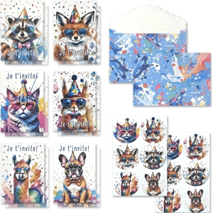 Cartes Invitation Anniversaire Zootopie Animaux Jungle 12 Pièces avec Enveloppes