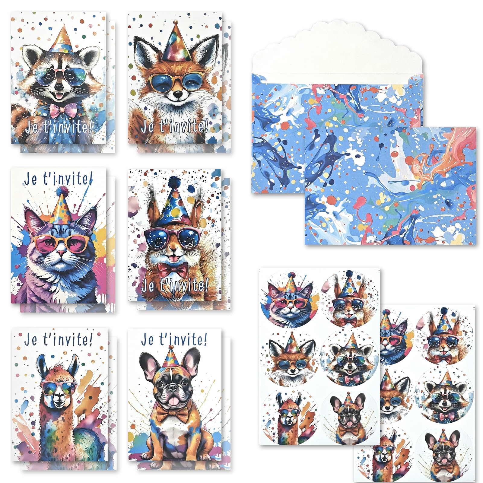 Cartes Invitation Anniversaire Zootopie Animaux Jungle 12 Pièces avec Enveloppes