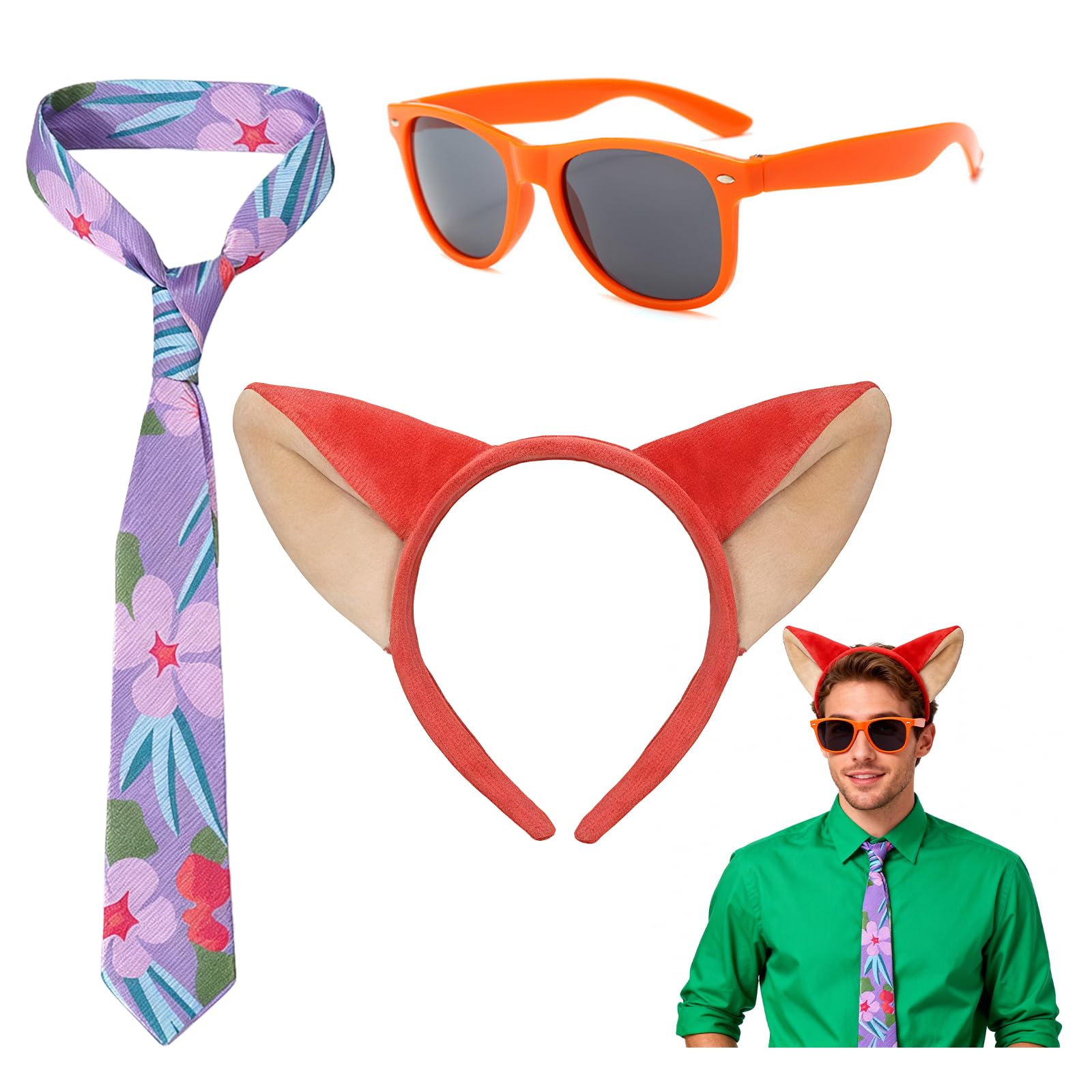 Déguisement Renard Zootopie Adulte - Oreilles, Cravate et Lunettes