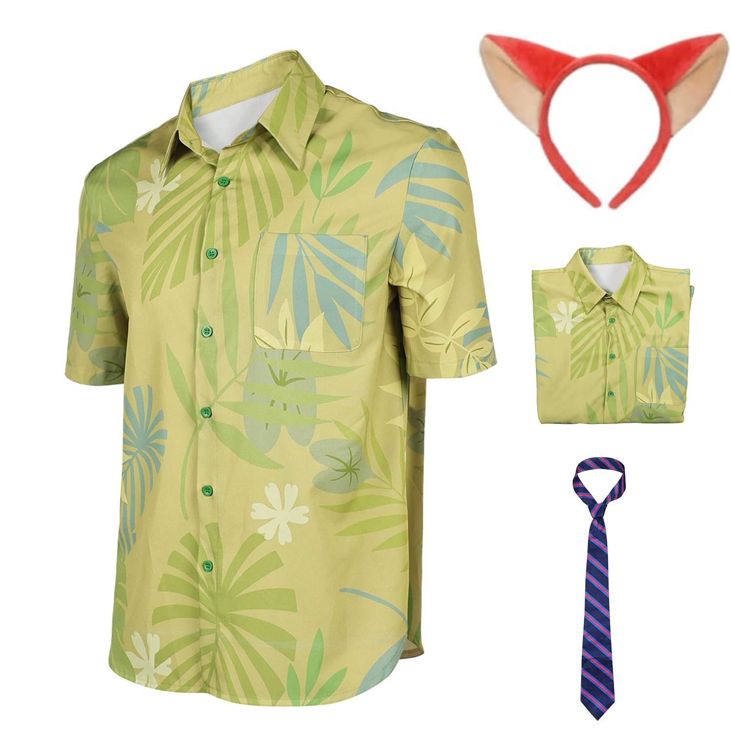 Déguisement Nick Wilde Zootopie - T-shirt Hawaïen, Bandeau Oreilles Renard et Cravate