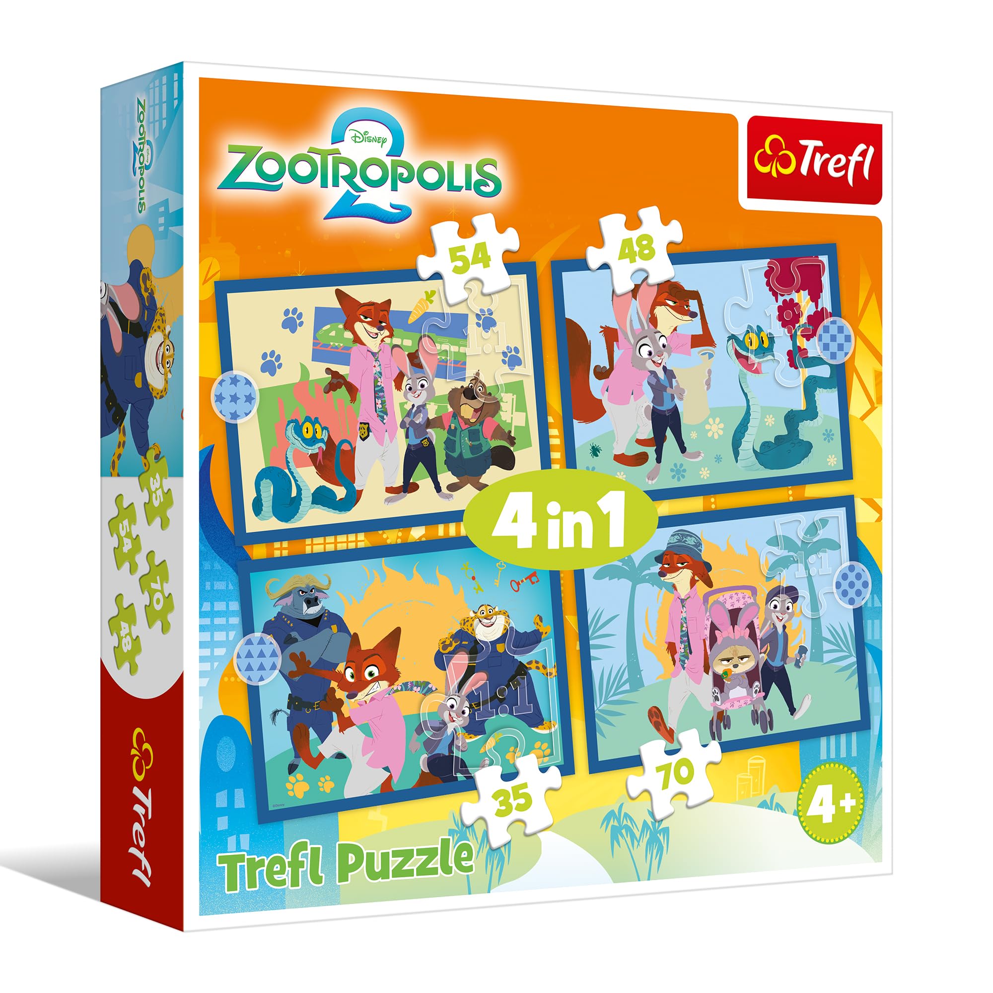 Puzzle 4 en 1 Zootopie Plein d'Aventures - 35 à 70 Pièces