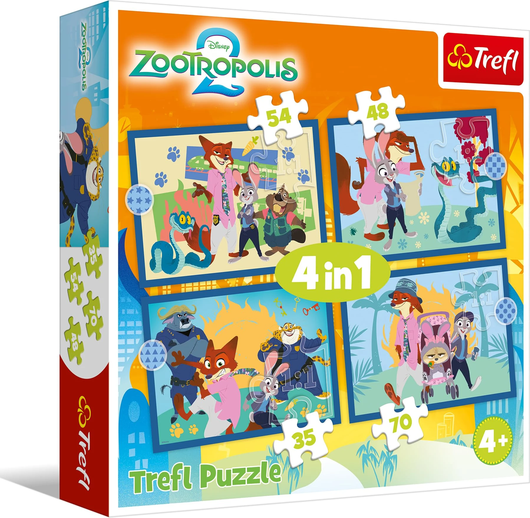 Puzzle 4 en 1 Zootopie Plein d'Aventures - 35 à 70 Pièces