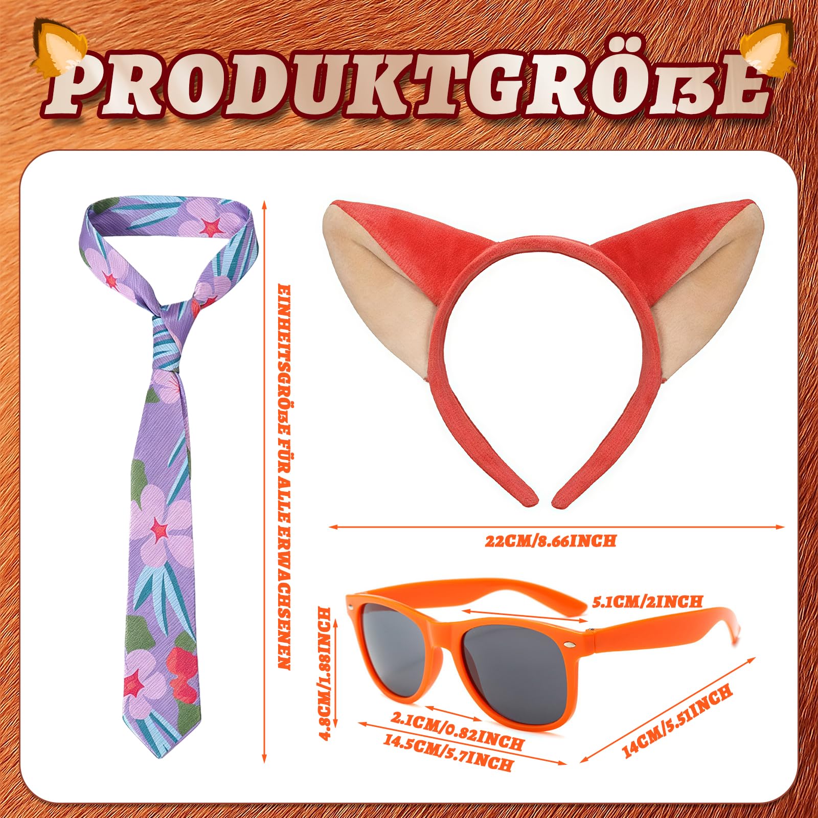 Déguisement Renard Zootopie Adulte - Oreilles, Cravate et Lunettes – Image 2