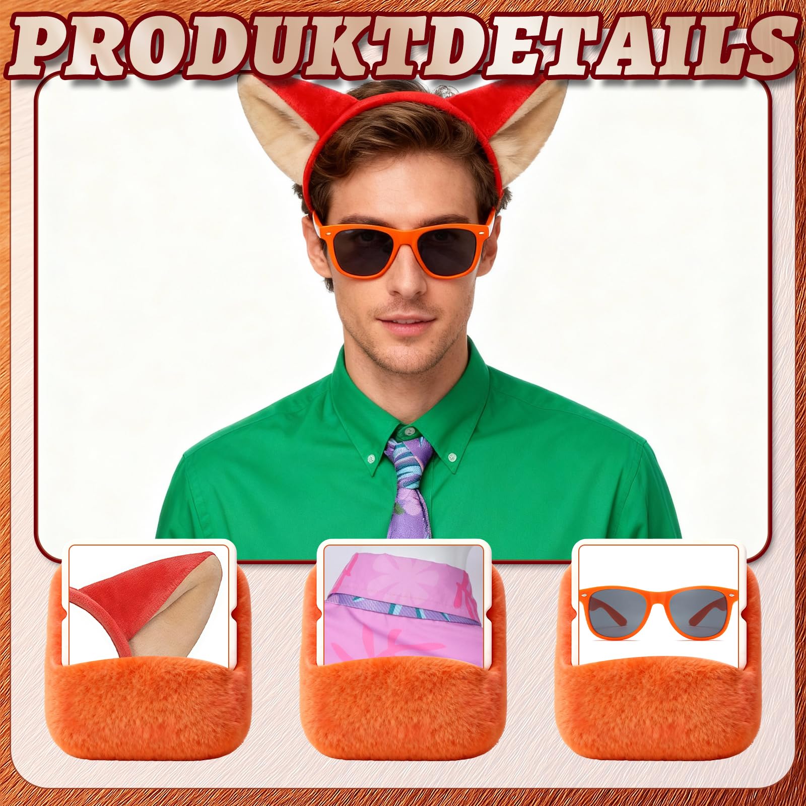 Déguisement Renard Zootopie Adulte - Oreilles, Cravate et Lunettes – Image 3