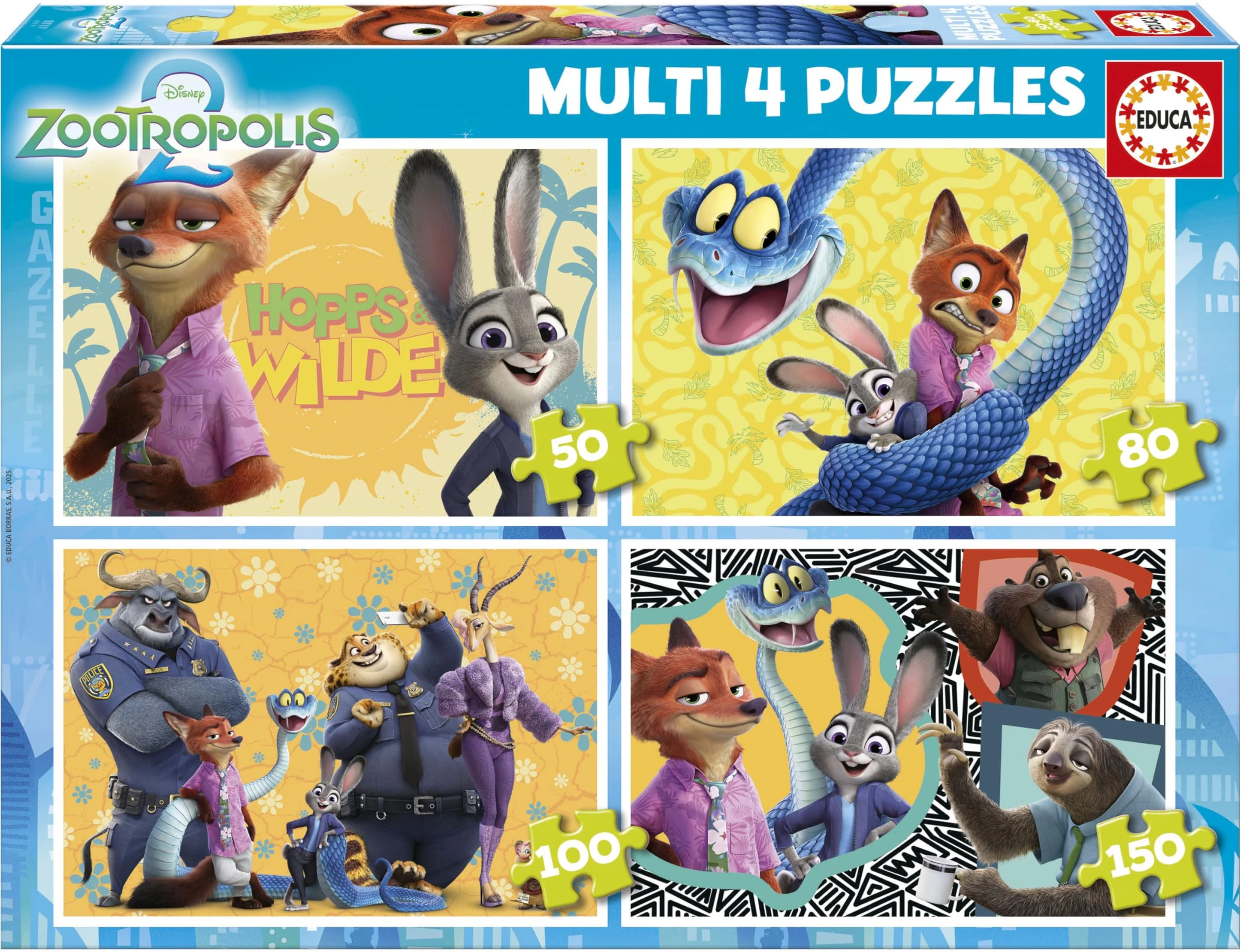 Puzzle Zootopie 4 Puzzles Progressifs 50-150 Pièces - Educa
